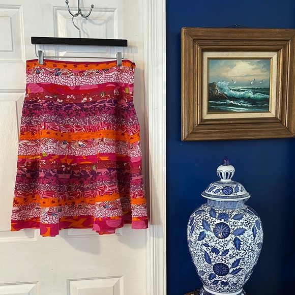 NWOT Women’s Asha Bohemian Style Layered Patchwork A Line Cotton Skirt Sz L - Picture 1 of 7